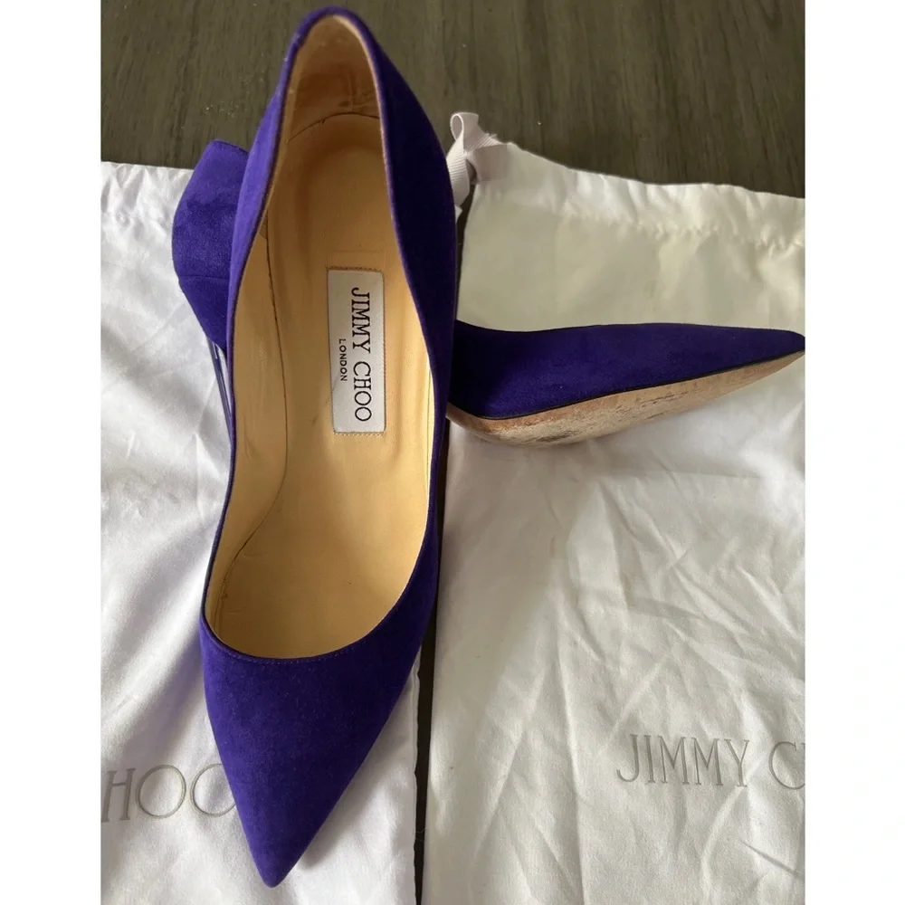 Jimmy Choo Electric Blue Suede Pointed-Toe Pumps